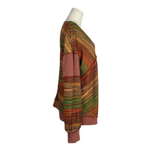 Haptics Multicolor Striped Cross-Front Pullover Sweater Medium - Picture 2 of 4